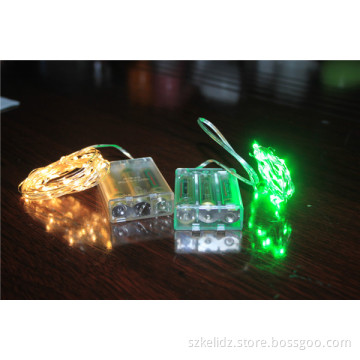 Hot Selling Battery Power 2m Long 20 LED Indoor Decoration wedding Silver LED String Bright Purple Light